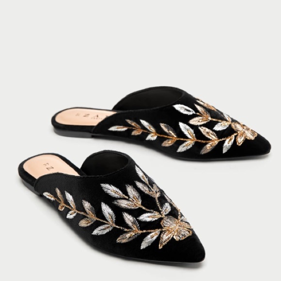 Zara red velvet mules with ties main image 0